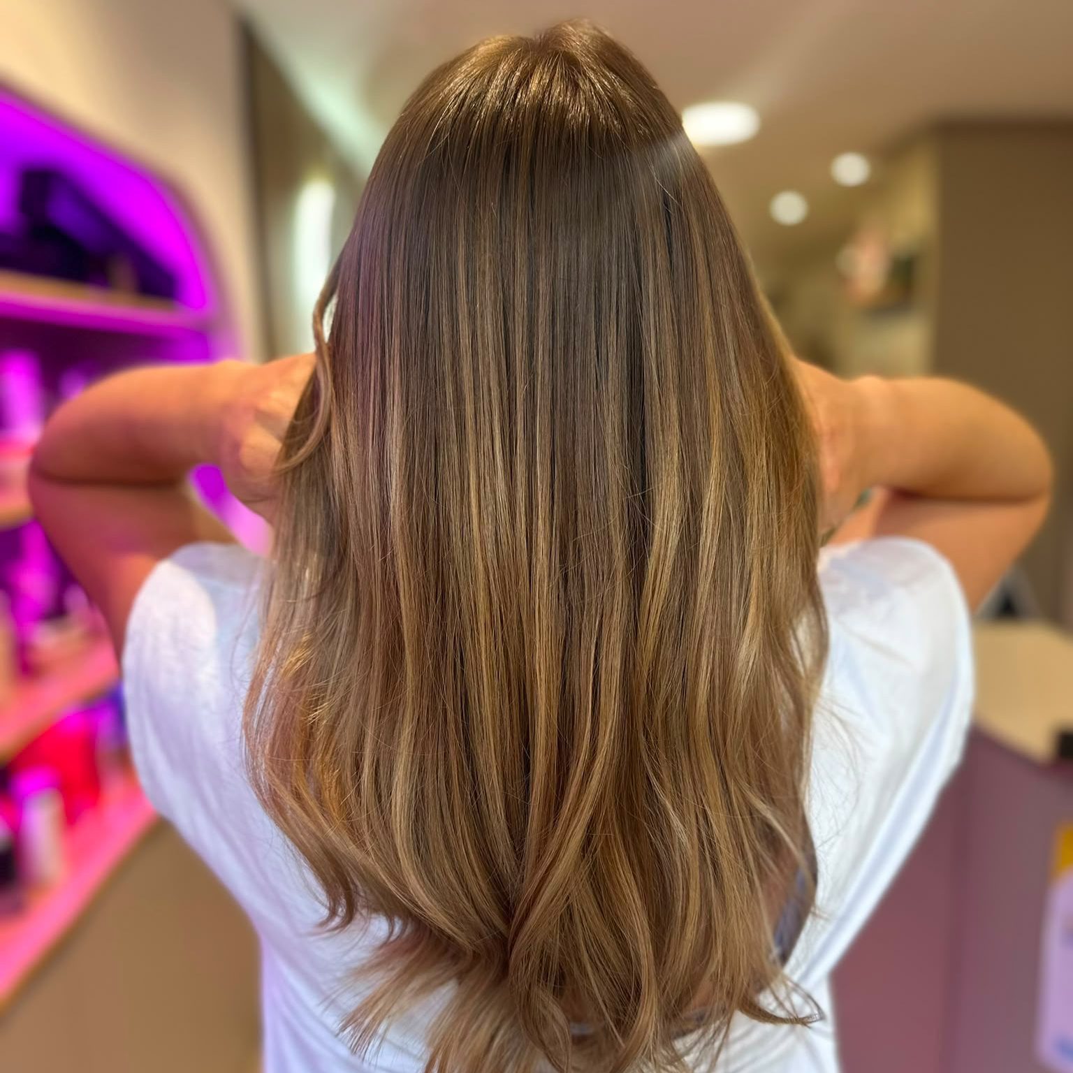 Balayage caramel travaillé sur toute la longueur
